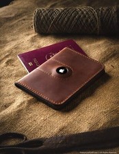 Airtag Wallet Case Holder Veg Tanned Italian Leather Travel Passport Cardholder picture