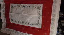 Vtg 1950s Pine Cone Print  Tablecloth Floral Heavy Cotton very nice condition picture