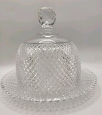 Antique Late 1800's ABP Strawberry Diamond Cut Glass Covered Butter Dish  picture