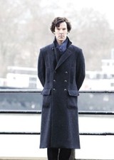 New Men's Sherlock Holmes Benedict Cumberbatch Wool Gray Winter Coat  picture
