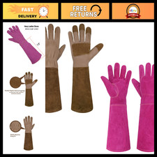 2 Pairs Thorn Proof Gardening Gloves - Long Leather Pruning Gauntlet for Women, picture