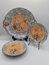 Rare Antique Old Noritake Raster Color Gilt, 5-Piece Cake Serving Set Circa 1918 picture