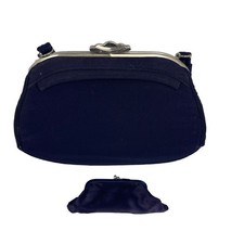 VTG 1940's Garay Black Evening Bag w Coin Purse Clasp Closure Wedding Costume picture