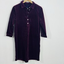 Joules Stella Pop Over Corduroy Velvety Plum Button Front Above Knee Dress NWT picture