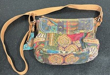 Vintage Fossil Multi-color Striped Floral Print Boho Crossbody Bag Fossil RARE picture