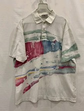 VTG Australian by L’Alpina Polo Shirt  52 XL White Abstract Tennis Italy 80s#45 picture