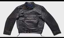 Handmade Rare Avant-Guard 50s Swedish Futuristic Military Leather Ride Jacket picture
