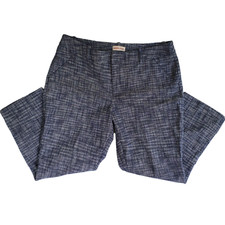 Merona Tweed Pants Women's 14 Blue White Unlined Straight Leg Pockets Belt Loops picture