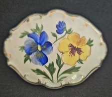 Vintage Antique Schumann Bavaria Handpainted Porcelain Floral Oval Brooch  picture