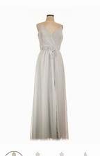 Marcelina Notte White Sleeveless V-Neck A-Line Full-Length Dress Size 12 picture