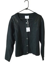 Liv Milano Embellished Black Button-Down Cardigan Lightly Cropped XL NWT picture