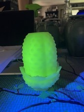 Vintage Fenton Lime Sherbet Hobnail Glass Tealight Holder (Fairy Lamp) Uranium picture