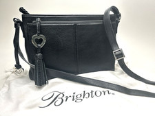 BRIGHTON Barbados Banks City Bag Organizer Black Leather Crossbody Bag picture
