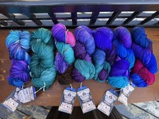 New Hand Dyed Yarn Bundle DK Fingering Merino Wool Blue Purple Teal Canada picture