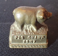 Antique 1957 Moorman's Pig paperweight solid bronze advertising 2