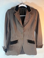 VINTAGE MADE IN USA Brittany Riding Apparel HOUNDSTOOTH JACKET WOMENS XS 1F picture