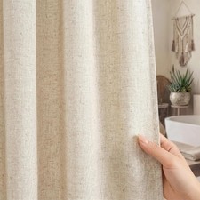 Linen Shower Curtain Neutral Vintage Farmhouse Linen Shower Curtains for picture