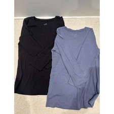 J. Jill Pima Cotton Ballet-Sleeve Tee Lot 2 Black Blue Small RN 97641 picture