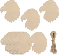 20pcs Wooden Eagle Head Shaped DIY Craft Cutouts Eagle Head Unfinished Wood Tags picture