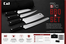 Kai PRO 5-Piece BBQ Knife Set w/ Knife Roll | NSF Certified | High-Carbon Steel picture