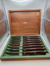 Set of 8 Cutco #59 Mahogany Steak Knives W/ Wood Case Kitchen Utensils picture