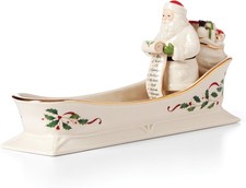Lenox Christmas China Holly HOLIDAY Santa Sleigh Cracker Tray N/O picture