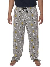 Men's Peanuts Snoopy Pajama Pants Lounge Wear Woodstock Gray picture