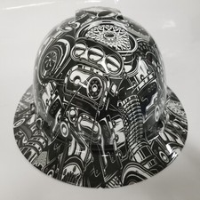 full brim hard hat custom hydro dipped IN HOT ROD STICKER BOMB DRIFT MISSLE NEW picture