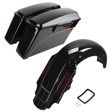 Hard Saddlebags & LED Rear Fender System Fit For Harley Touring 1993-2008 Black picture