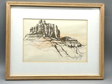 Listed Sedona AZ Artist Jan Sitts Bell Rock Framed Original Watercolor Painting  picture