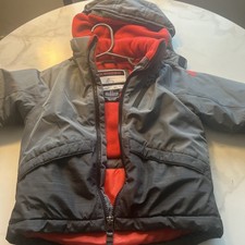 Snozu Toddler Ski Jacket Hooded Full Zip Lined Gray/Red 2T Unisex Polyester picture