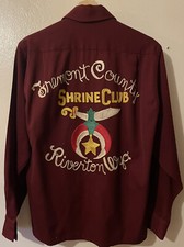 Vtg 50s Chain Stitch Shirt Shrine Club The Elks RARE Good Size 60s picture