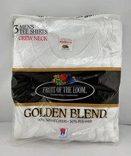 VTG NOS 1985 Fruit Of The Loom Mens M Golden Blend Pack Of 3 White Tee Shirts picture