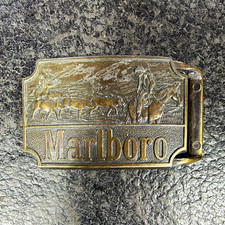 Marlboro Silver Tone Metal Belt Buckle Western Cowboy Horse Design picture
