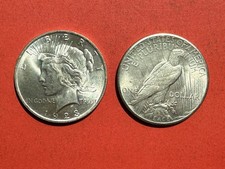 * NICE PAIR * 1923 Peace Dollars ~ Ungraded AU / BU picture