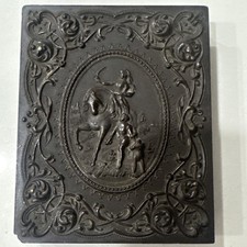 BEAUTIFUL WOMAN ON HORSEBACK 1/6 EMPTY DAGUERREOTYPE AMBROTYPE UNION PHOTO CASE picture