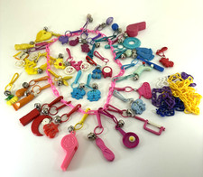 Vintage 80s Plastic Clip Bell Charm Necklaces & Bracelets With 38 Charms picture