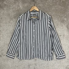 Chico's Shirt Womens 3 Gray Stripe Cotton Long Sleeve Button Front- 4991 picture