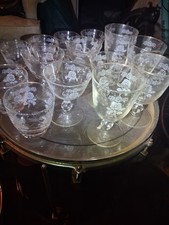 Homer Laughlin China Glasswear Queen Esther Cordial Set Of 14 picture