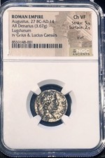 Augustus Denarius Gaius Lucius 27 BC - AD 14 NGC Choice VF 5/5-2/5 Ancient Coin picture