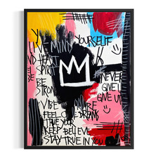 Original Abstract 11x14 Acrylic Canvas Graffiti Painting Signed Bold Wall Art picture