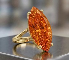 Rare Amazing Certified 4.60 Ct Marquise Orange Diamond Solitaire Ring 925 Silver picture