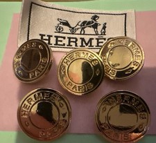 5 Gold HERMES BUTTONS Gold Metal Shank buttons Hermes Paris buttons 21mm picture
