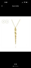 9k Solid Gold Unicorn horn necklace 22 Inch Chain picture