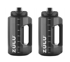 Zulu Black Half Gallon Plastic Goals Water Bottle Jug 64oz Pack of 2 picture