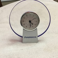 Vintage PHARMACIA Drug Representative Round Desk Clock - Works, Battery Op. 5” picture