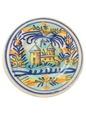 19th Century Antique Spanish Lebrillo Hand Painted Ceramic Plate Hacienda Home picture