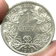 1915-A Germany Silver 1 Mark Empire Coin Uncirculated+ picture