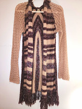 GIMMICK BY BKE Y2K  Women's M Striped Open-Knit Fringe Cardigan Sweater picture