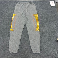Thrasher Sweatpants Mens Size S Gray Flame Logo Graphic Skate Casual Joggers picture